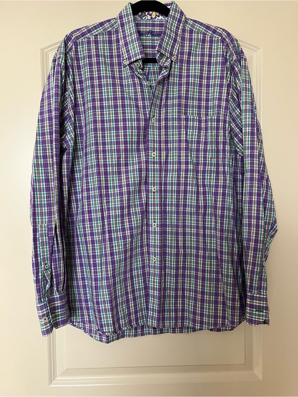 Alan Flusser Purple & Teal Plaid Button-Down Shirt